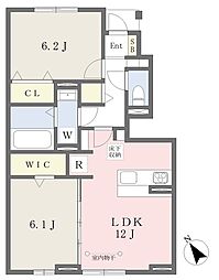 アビタシオン若葉A 2LDKの間取図画像
