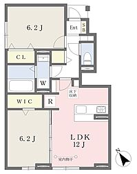 アビタシオン若葉A 2LDKの間取図画像