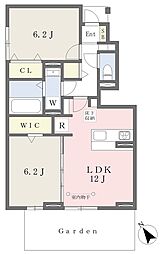 アビタシオン若葉B 2LDKの間取図画像