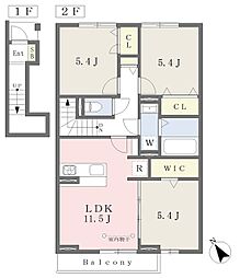 アビタシオン若葉B 3LDKの間取図画像