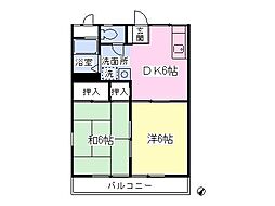ツインプラザB 2DKの間取図画像