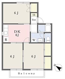 ハイツ・グランメールB棟 3DKの間取図画像