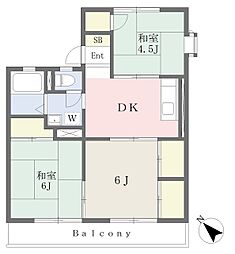 ツインプラザA 3DKの間取図画像