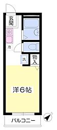 西船レジデンス 2階ワンルームの間取り