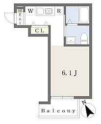 Ｆｏｓｔｅｒ津田沼 204 2階ワンルームの間取り