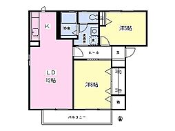 アグリィーブルB 2LDKの間取図画像