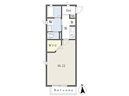 ルシェルクレール2 1Kの間取図画像