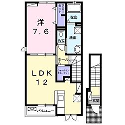 JR内房線 君津駅 徒歩20分の賃貸アパート 2階1LDKの間取り
