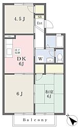 クリーンヴィレッジB棟 3DKの間取図画像