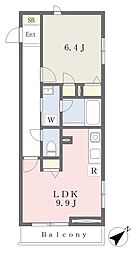 ｐｅａｃｅ　ｇａｒｄｅｎ 301 3階1LDKの間取り