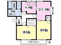 ストークハウスC 2DKの間取図画像