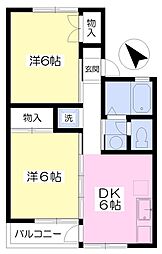 グリーンハイツ茂原 2DKの間取図画像