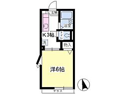 レーベン大和 1Kの間取図画像