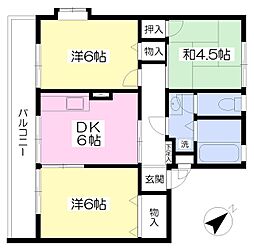 ファーストネオシティB棟 3DKの間取図画像