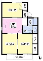 タウン・ハピネスA 3DKの間取図画像