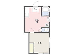 第二山田ハイツ 2階1DKの間取り