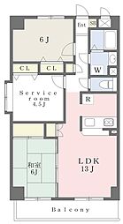 ペアヒル二十世紀 2SLDKの間取図画像