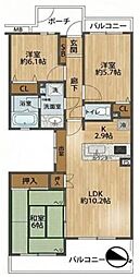 新柏ガーデニア東の街弐番館 3LDKの間取図画像