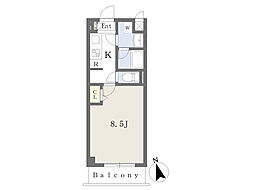 ヴァールハイト高柳 3階1Kの間取り