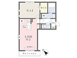 マリアージュおおたかの森 1LDKの間取図画像