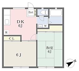 ボンノールガーデン 2DKの間取図画像