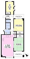 ロイヤルパレス平田 3LDKの間取図画像