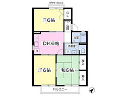 王子台グリーンタウン8B棟 3DKの間取図画像
