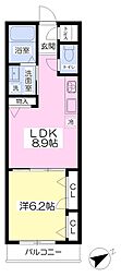 ベルメゾンＹｏｓｈｉｋａｗａ 2階1LDKの間取り