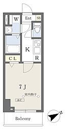 プライムコート本八幡 1Kの間取図画像