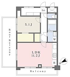 アシブ市川 1LDKの間取図画像