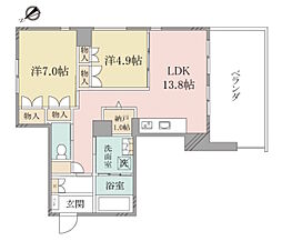 (シニア限定)ヘーベルヴィレッジ西船橋駅 2LDKの間取図画像
