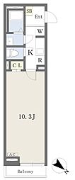 フルール本大久保 1Kの間取図画像