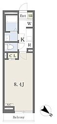 フルール本大久保 1Kの間取図画像
