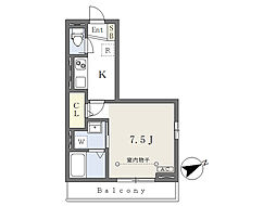 パイントリー6 1Kの間取図画像