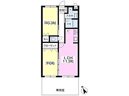 エフケイワンション 2LDKの間取図画像