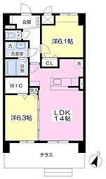 M.Tグランデ 2LDKの間取図画像