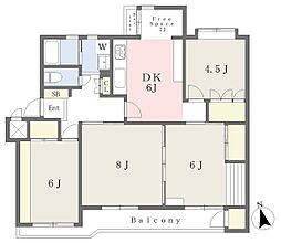 戸塚芙蓉ハイツB-4号棟 4SDKの間取図画像