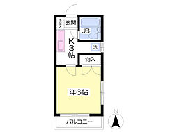 エースハイツ 1Kの間取図画像