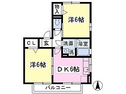 エスティーハイム 2DKの間取図画像