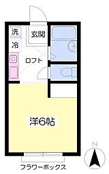 LeGlandVert上倉田C ワンルームの間取図画像