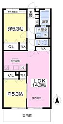 ビアンカサイタ 2LDKの間取図画像