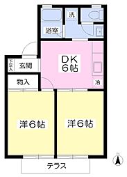 サンライズハイツ 2DKの間取図画像