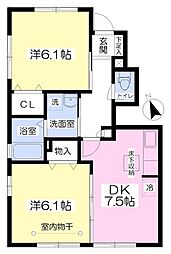 ソレアード 2DKの間取図画像