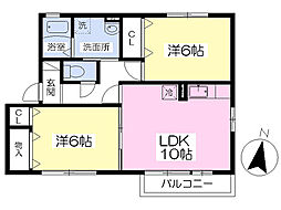 グランシャリオ弐番館 2LDKの間取図画像