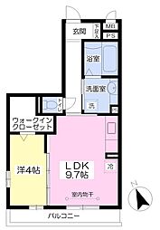 セジュール北久里浜 1LDKの間取図画像