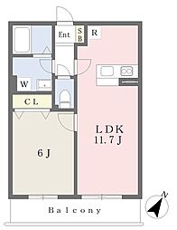 プランドール 1LDKの間取図画像
