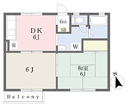 アルブルD 2DKの間取図画像