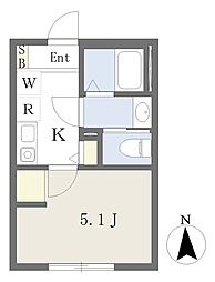 アムール・樹 1Kの間取図画像