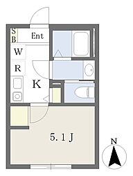 アムール・樹 1Kの間取図画像