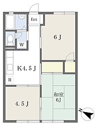 仙田コーポB 3Kの間取図画像